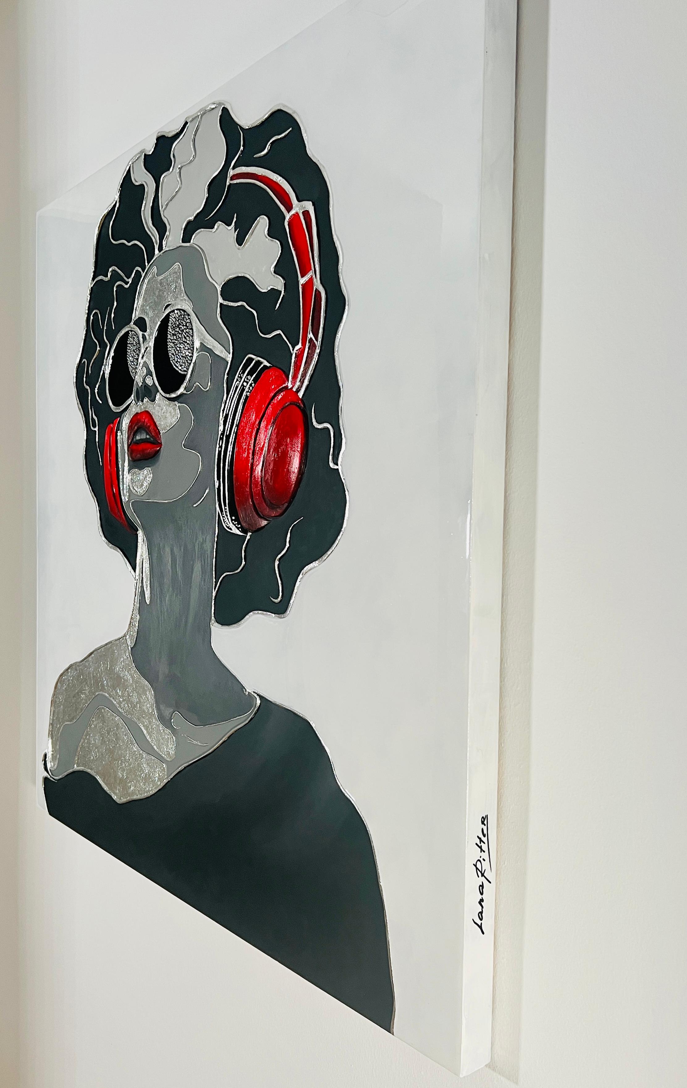 Red, White, Black and Music. Sculptural 3D artwork - Pop Art Painting by Lana Ritter