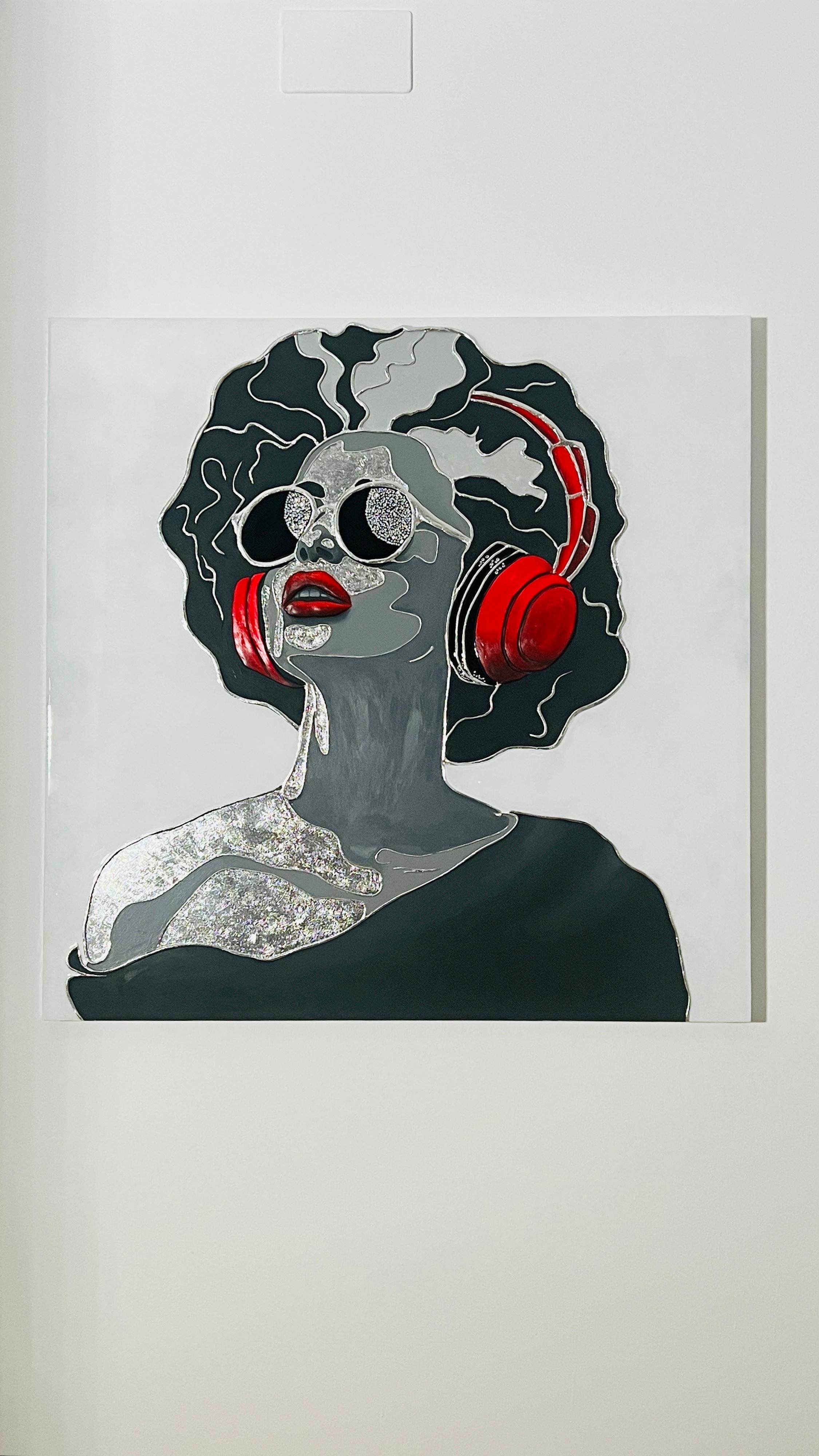High-quality pop art style textured painting.
Look at the wonderful texture that the lips of a beautiful black girl have. This is a unique piece and only one. It is a gorgeous and chic sculptural artwork that will suit any interior, adding glamour