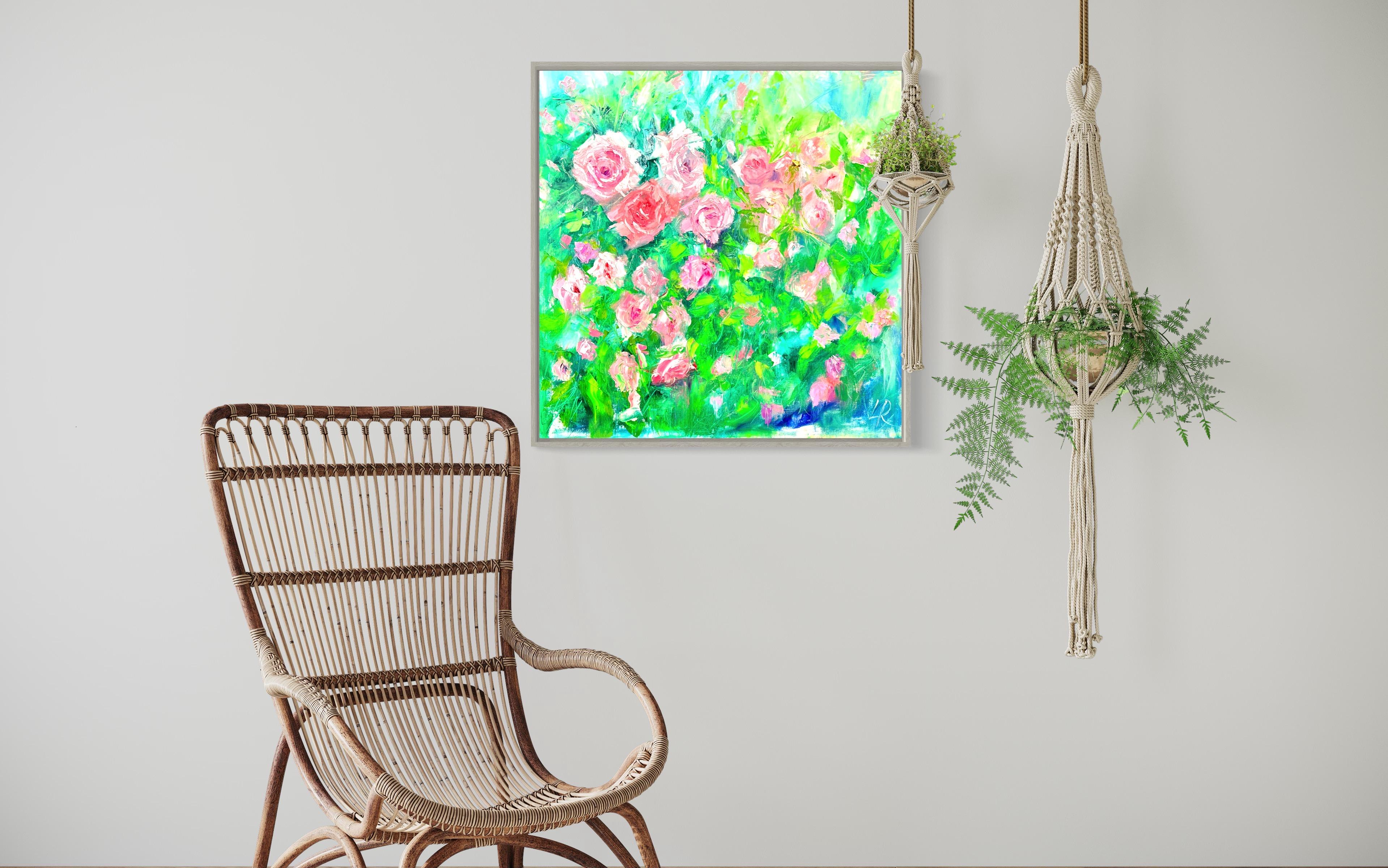 Rosy Song Flowers Interior Oil Painting by Lana Ritter For Sale 5
