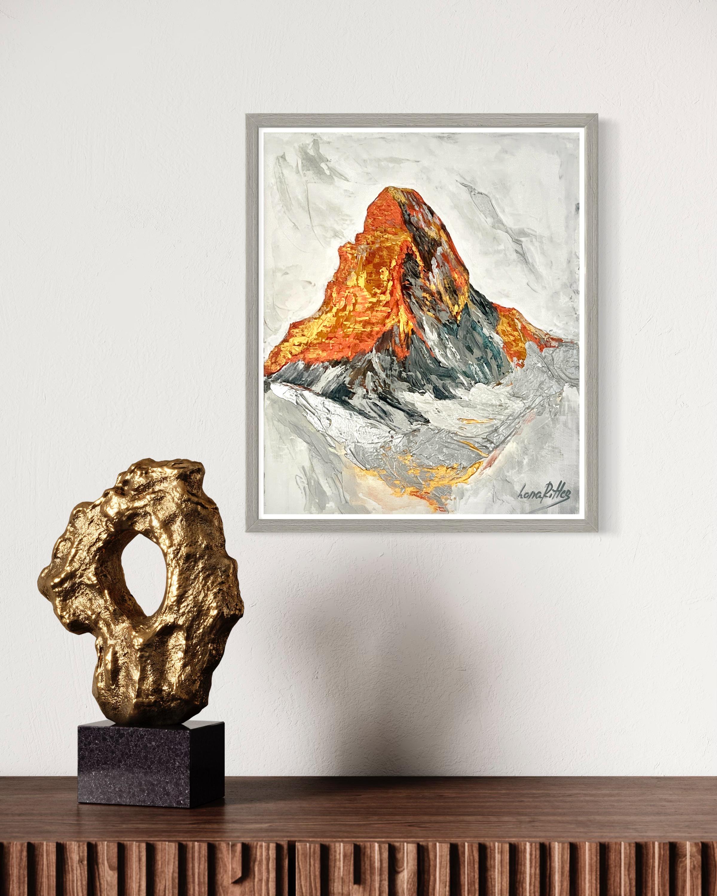 Sunny Cervin Matterhorn - Abstract Painting by Lana Ritter