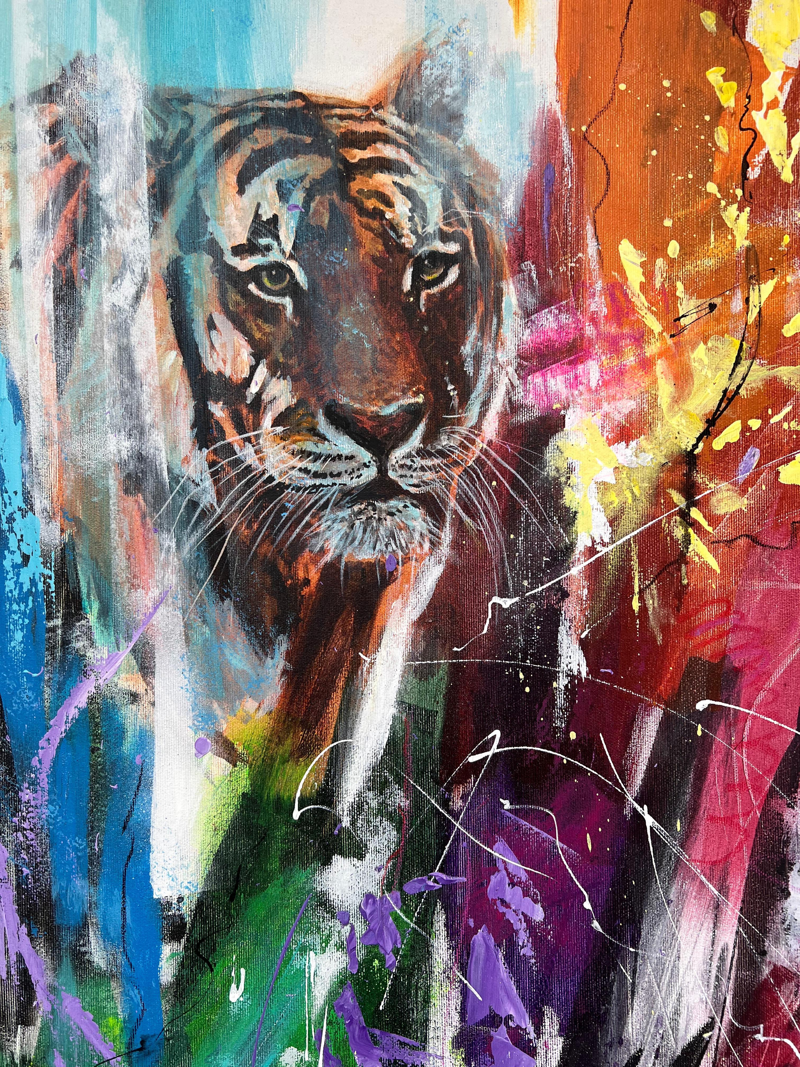 Tiger Paradise - Abstract Painting by Lana Ritter
