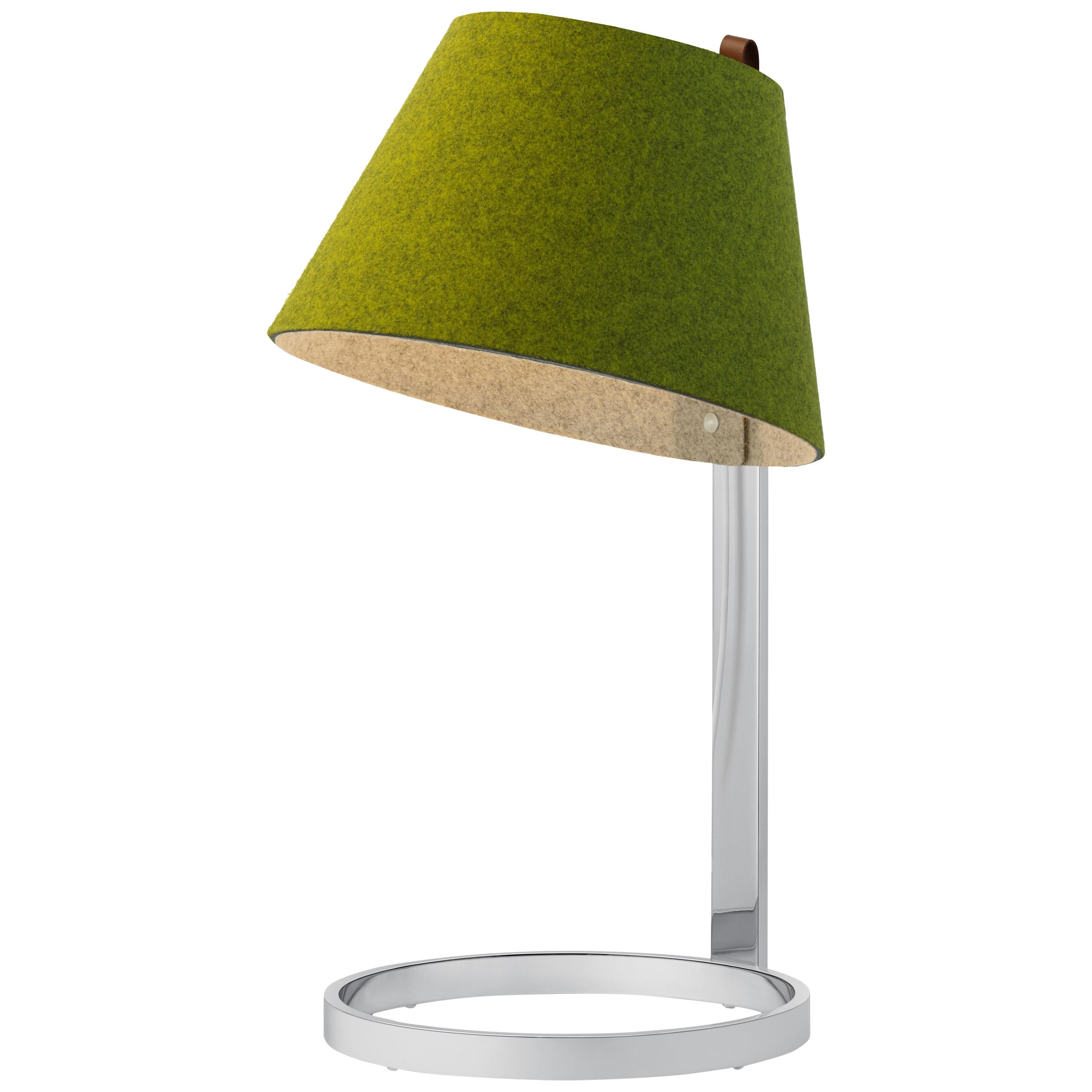 Lana Small Table Lamp in Moss and Grey with Chrome Base by Pablo Designs