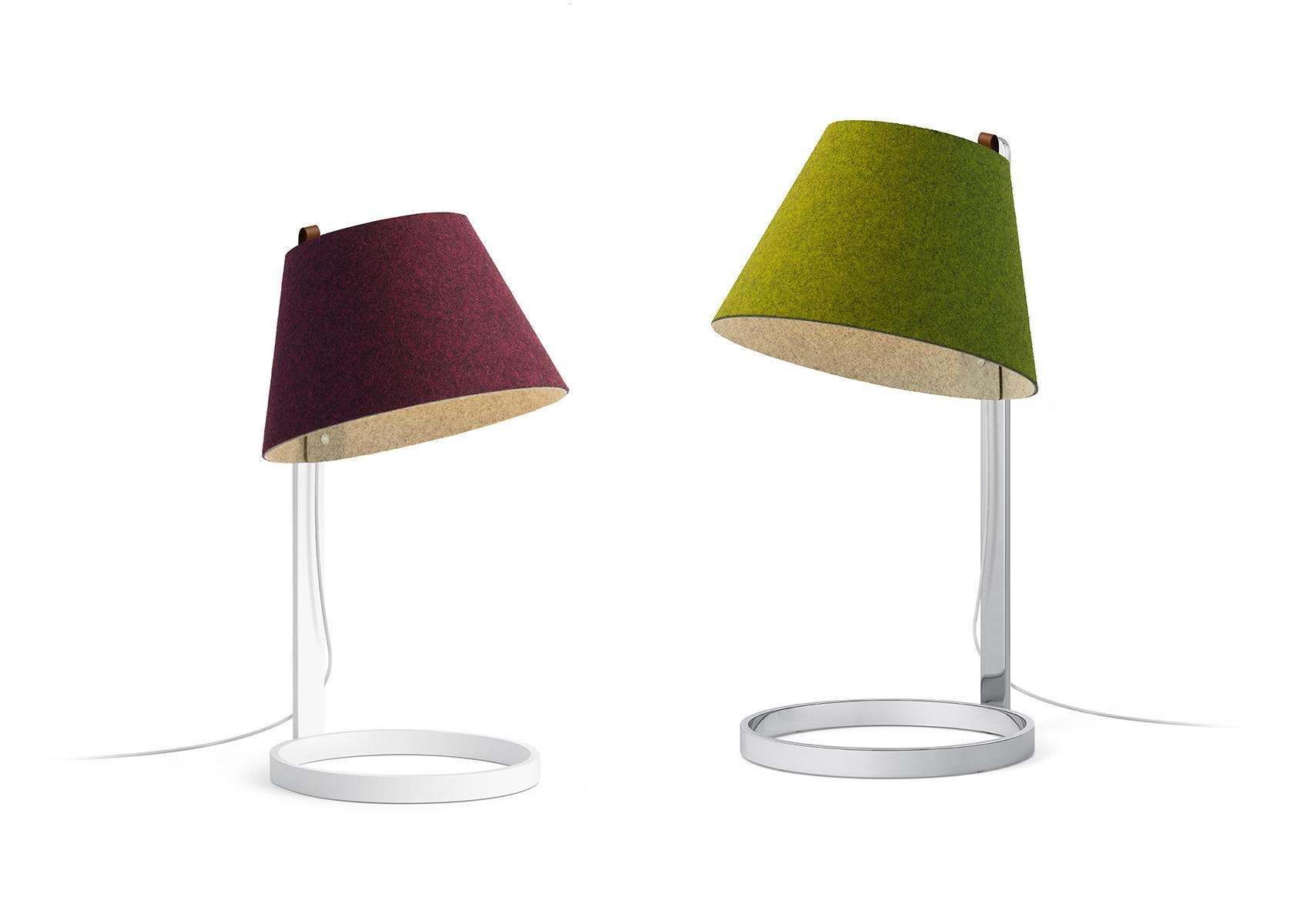 Modern Lana Small Table Lamp in Moss and Grey with White Base by Pablo Designs