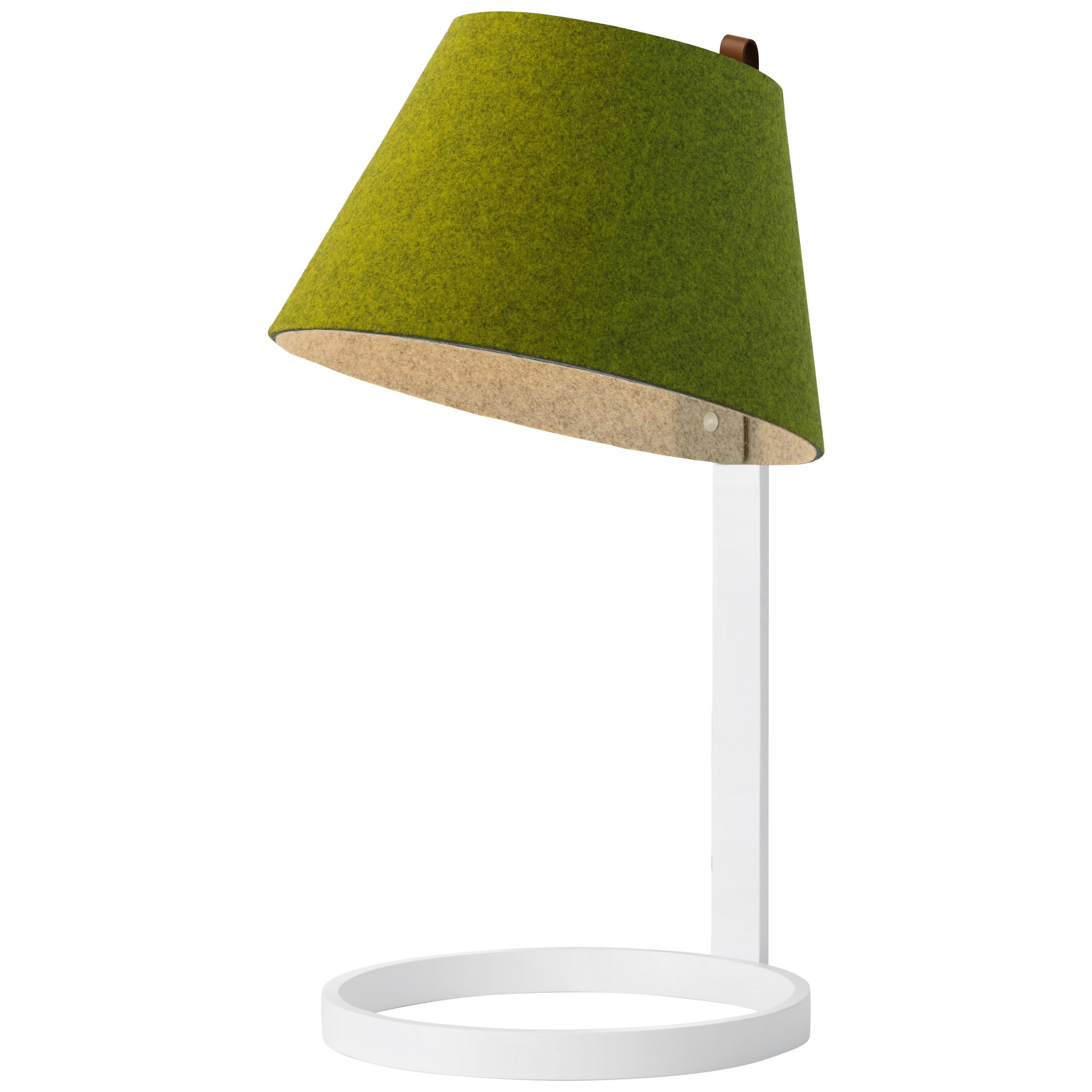 Lana Small Table Lamp in Moss and Grey with White Base by Pablo Designs