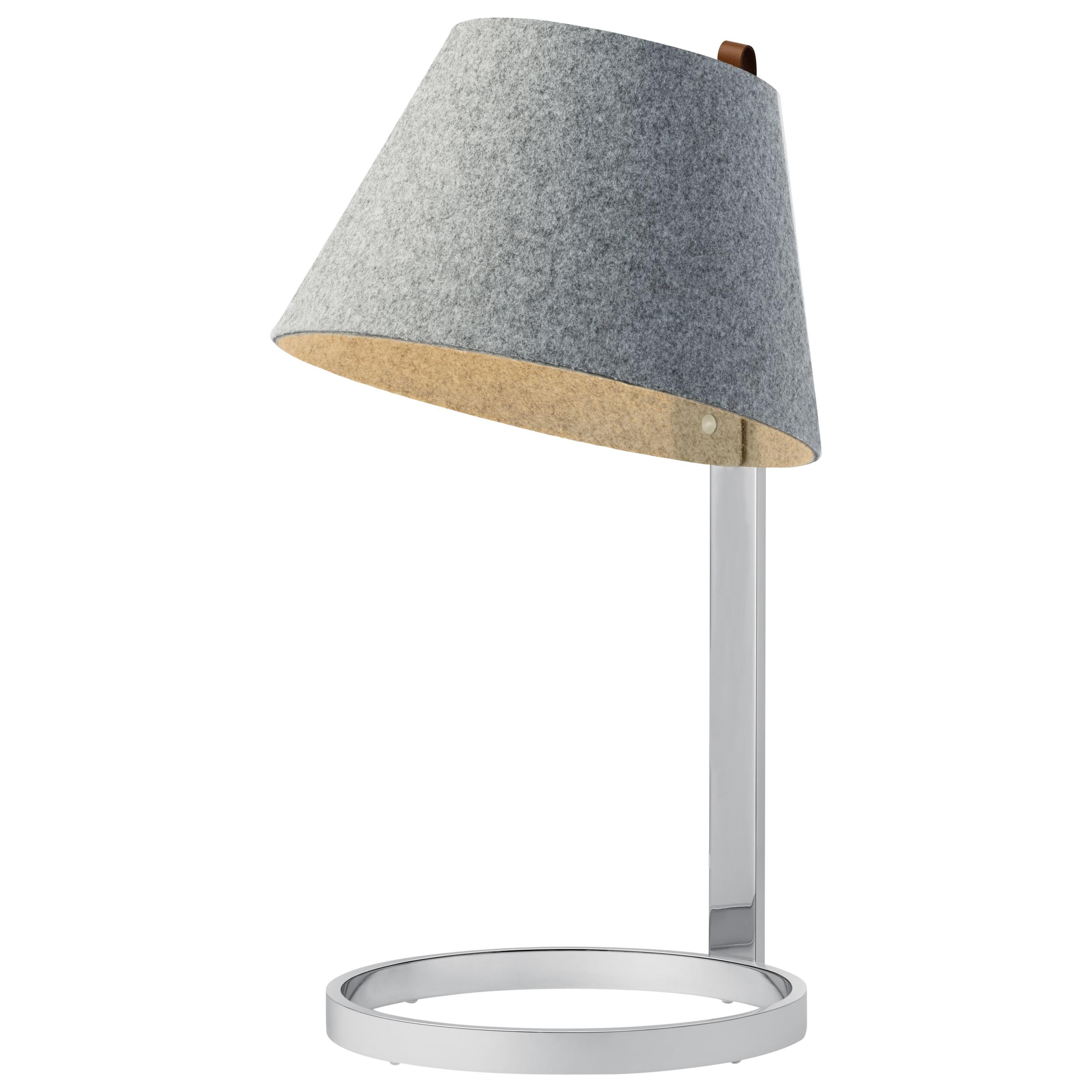 Lana Small Table Lamp in Stone and Grey with Chrome Base by Pablo Designs