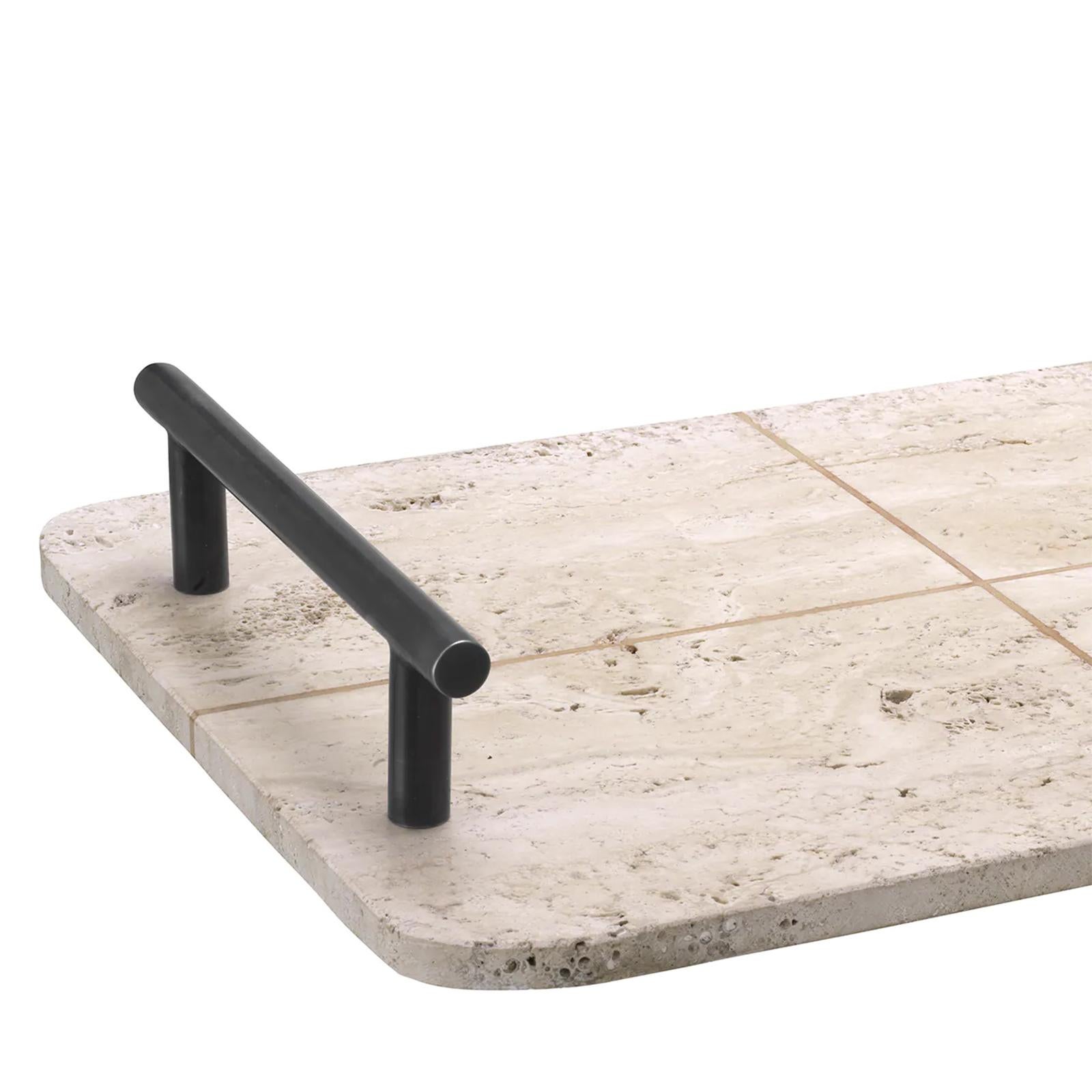 Hand-Crafted Lana Travertine Tray For Sale