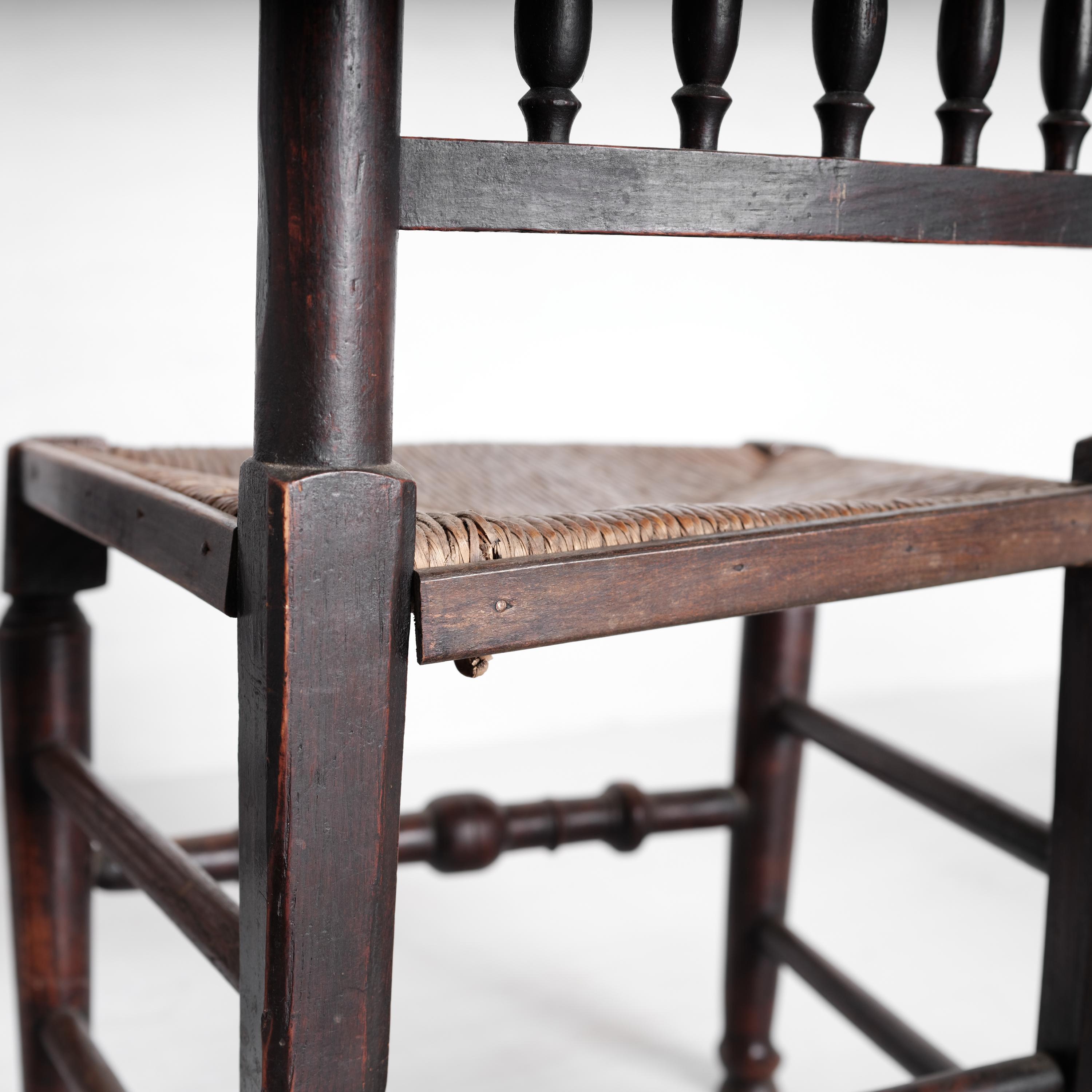Lancashire Spindle Back Farmhouse Chairs, Circa 1870-1880, Set of 6 10