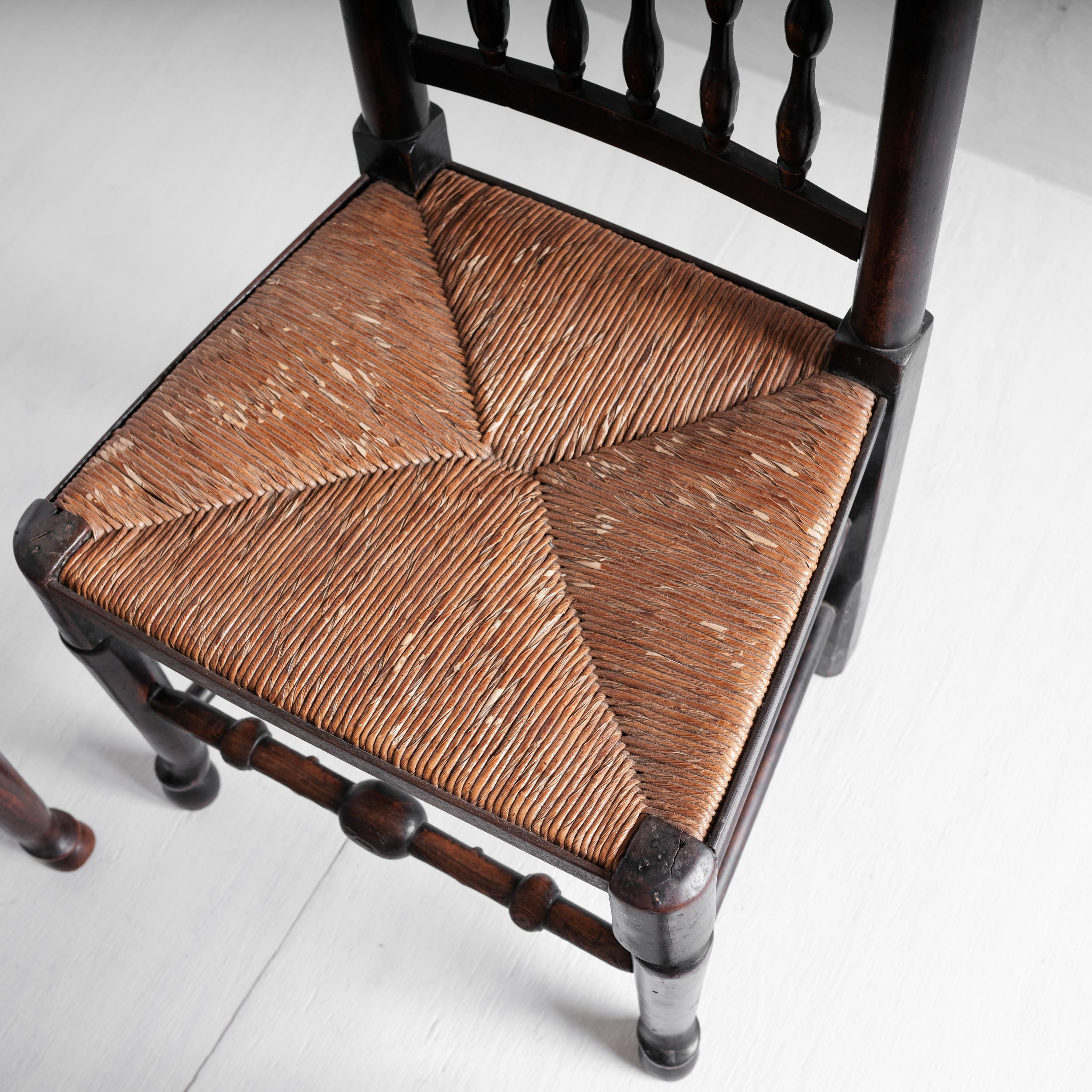 Lancashire Spindle Back Farmhouse Chairs, Circa 1870-1880, Set of 6 3
