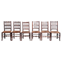 Lancashire Spindle Back Farmhouse Chairs, Circa 1870-1880, Set of 6