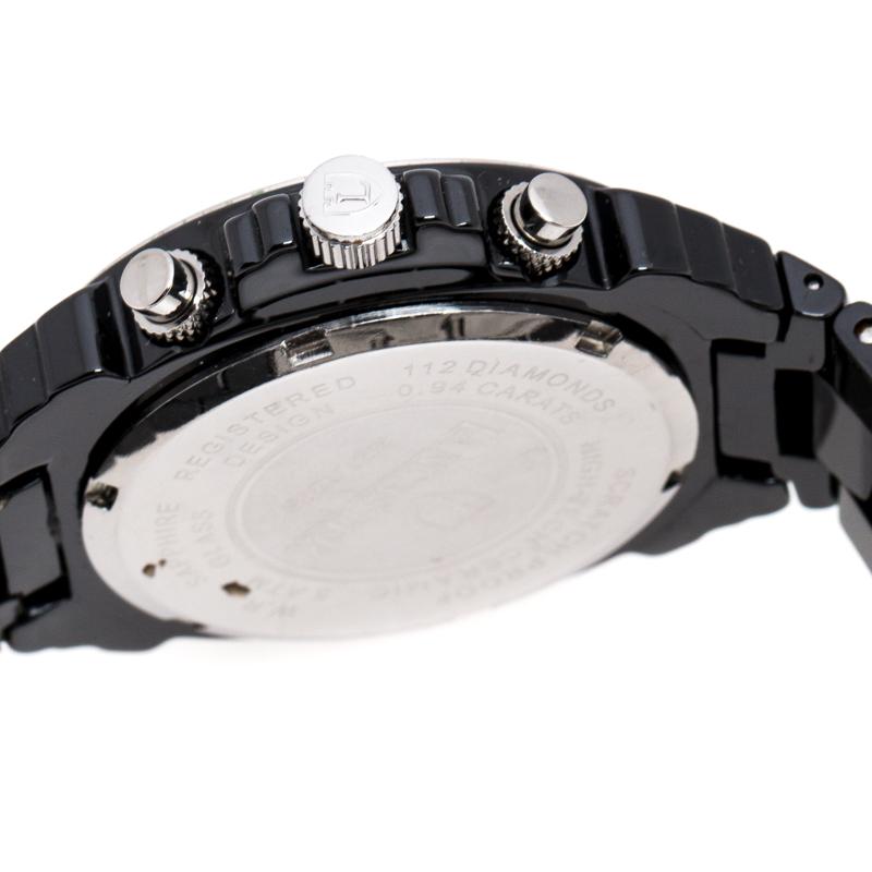 Lancaster Black Ceramic Stainless Steel Ref.0285 Women's Wristwatch 39 mm In Good Condition In Dubai, Al Qouz 2