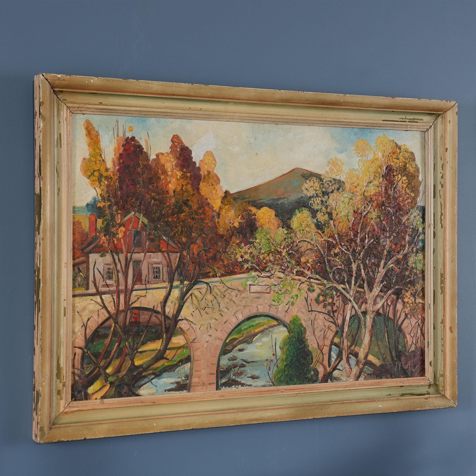 Puente de Lancaster Pintura al óleo original Estadounidense en venta