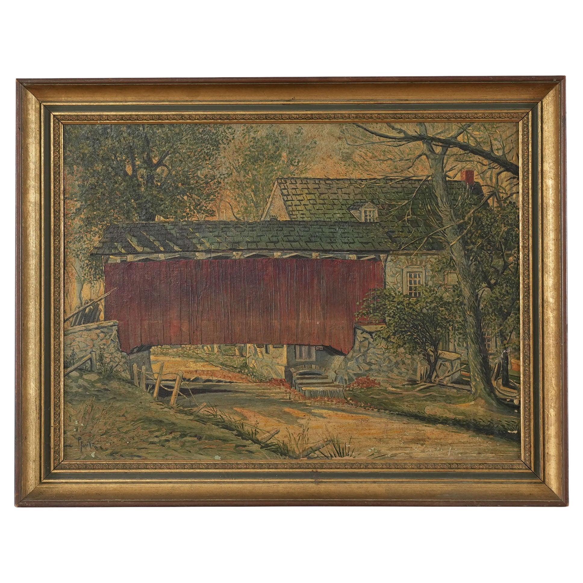 Lancaster Covered Bridge Original Oil Painting For Sale