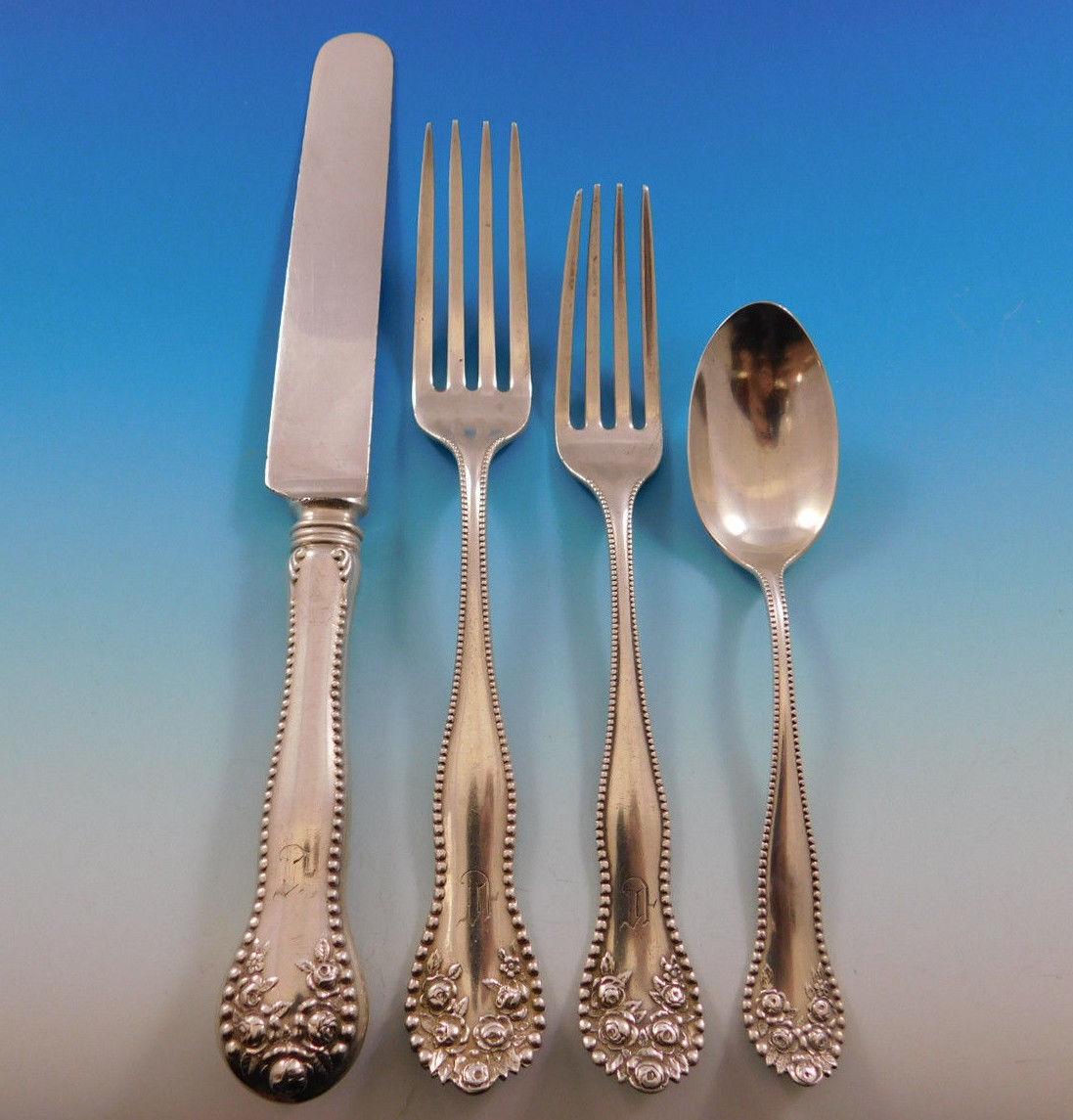 Lancaster Rose by Gorham Sterling Silver Flatware Set 12 Service 102 Pcs Dinner In Excellent Condition In Big Bend, WI