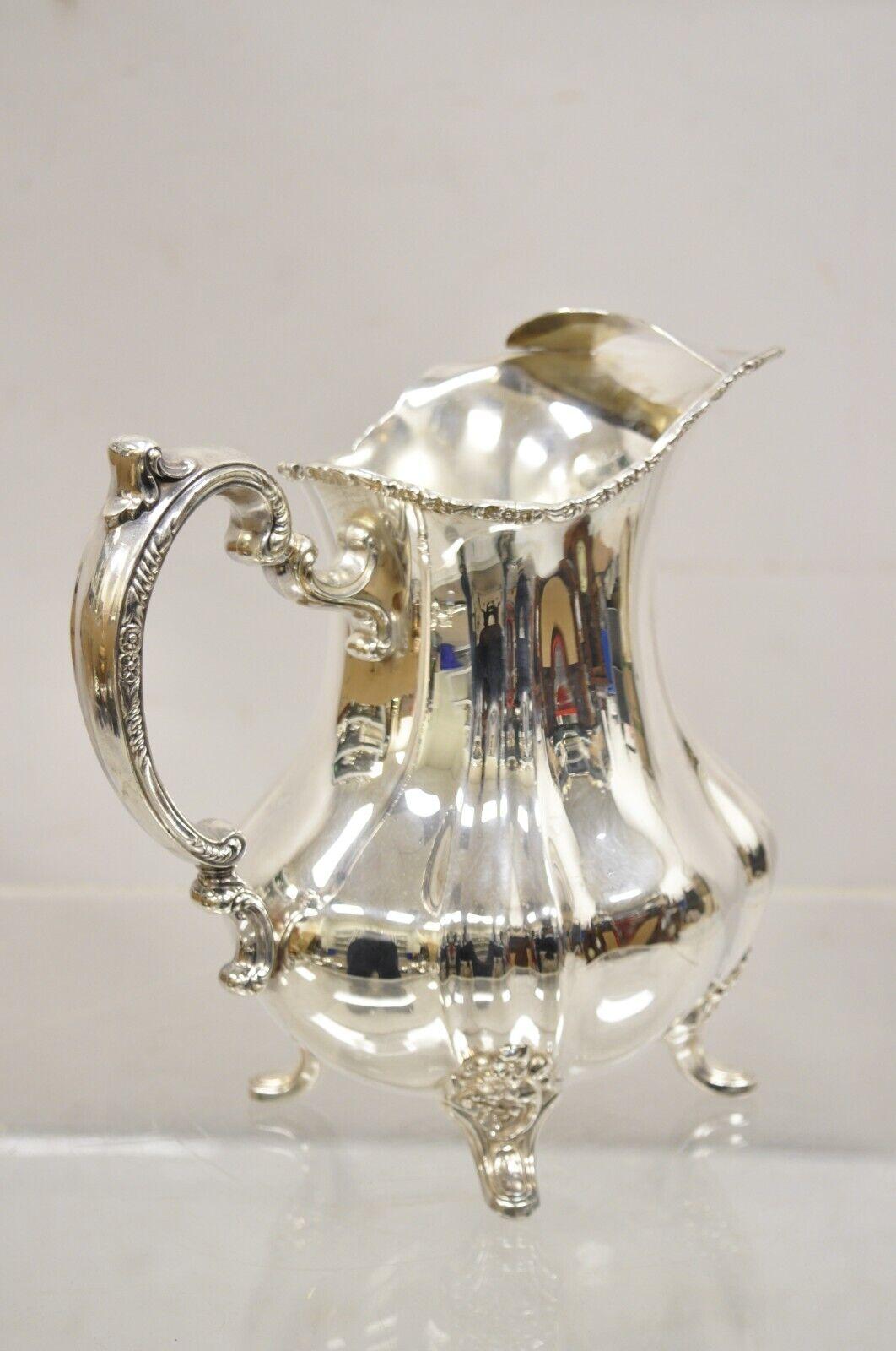 Lancaster Rose by Poole 401A EPCA Silver Plated Water Pitcher. Circa Mid to Late 20th Century. Measurements:  9