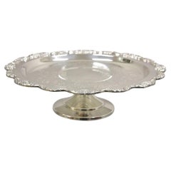 Vintage Lancaster Rose EPCA Silverplate by Poole 436 Footed Silver Plated Cake Stand