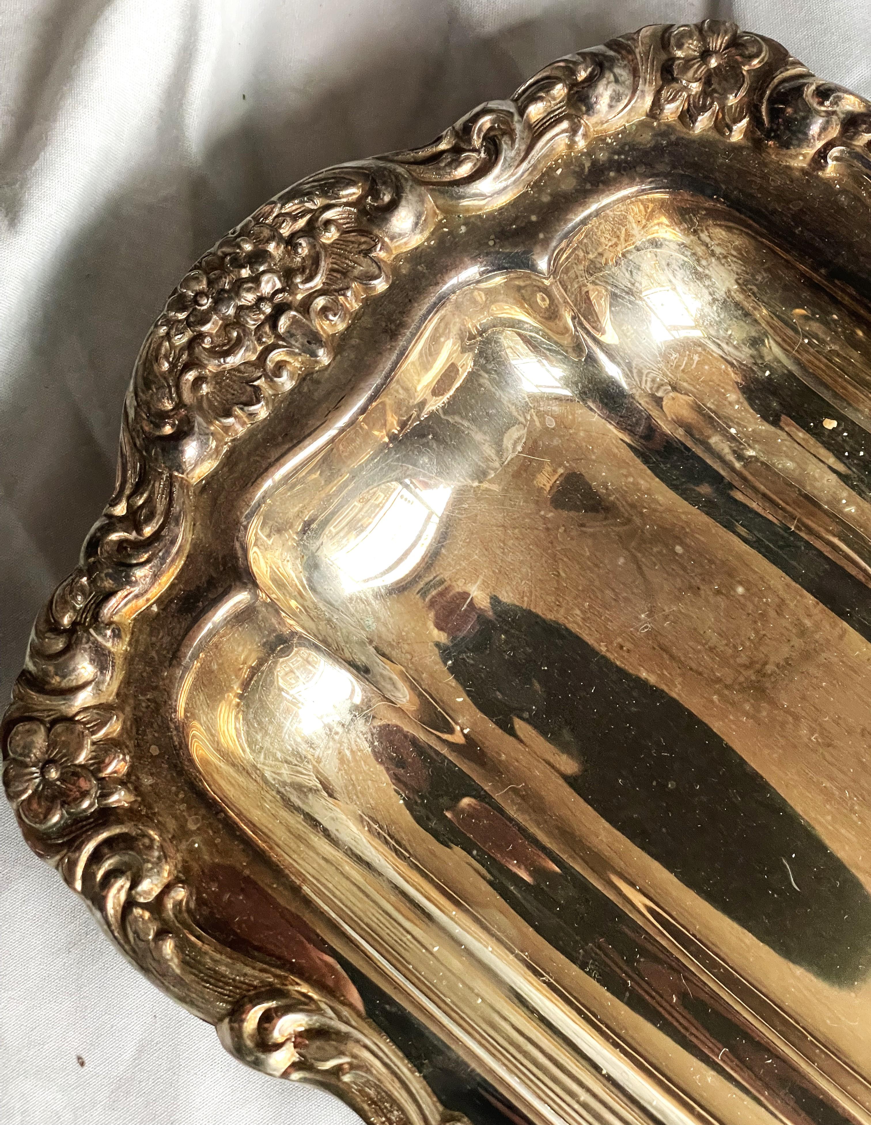 Plaqué Plat de service/bol n°440 Lancaster Rose EPCA Silverplate par Poole Celery/Bread en vente