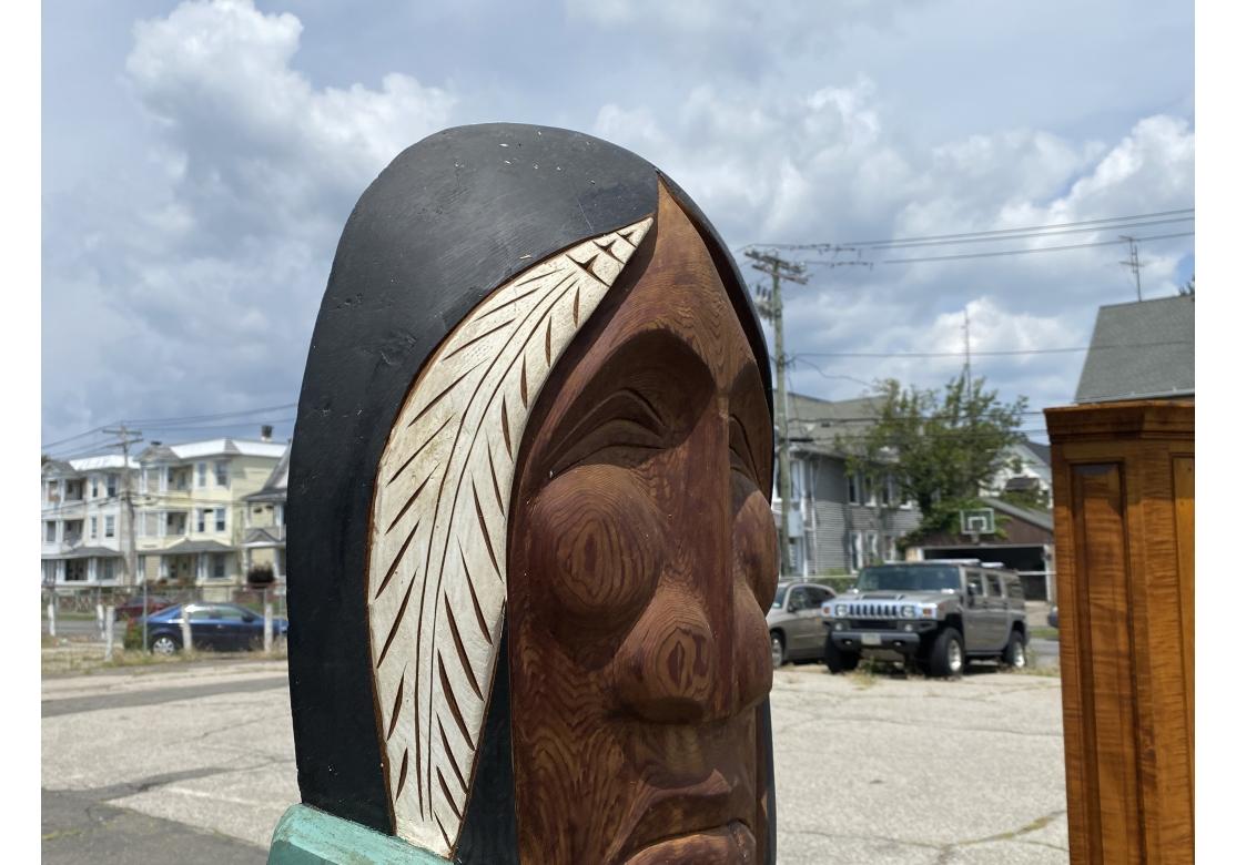 Native American Lance Joseph (Squamish, Salish B. 1957) Carved & Hand Painted Figural Column For Sale