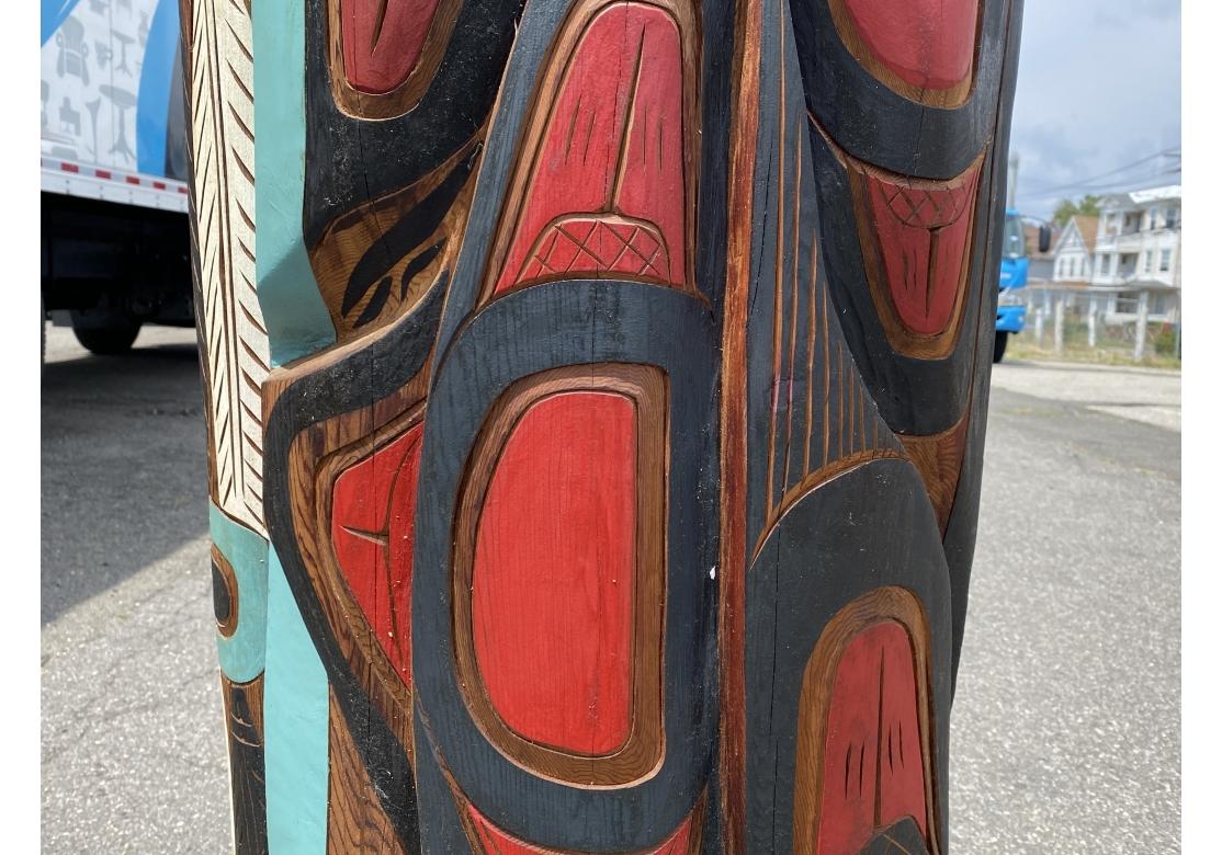 Lance Joseph (Squamish, Salish B. 1957) Carved & Hand Painted Figural Column For Sale 1