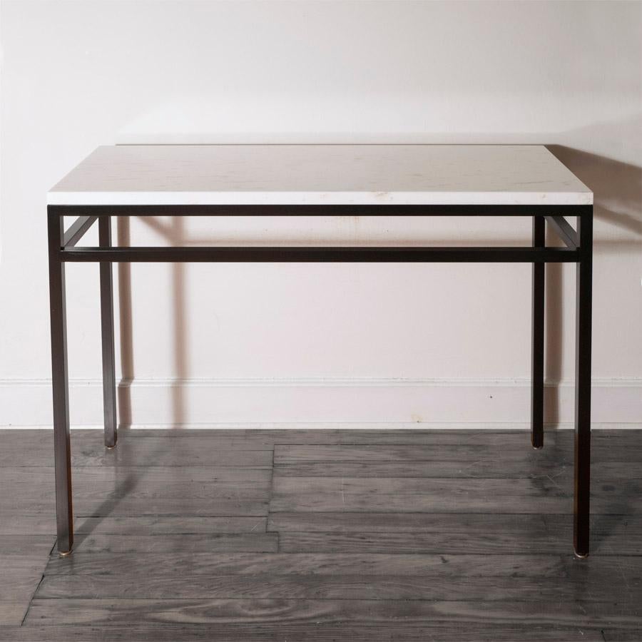 American Lance Thompson Marble/Stone Top Console with Solid Blackened Steel Base Made to