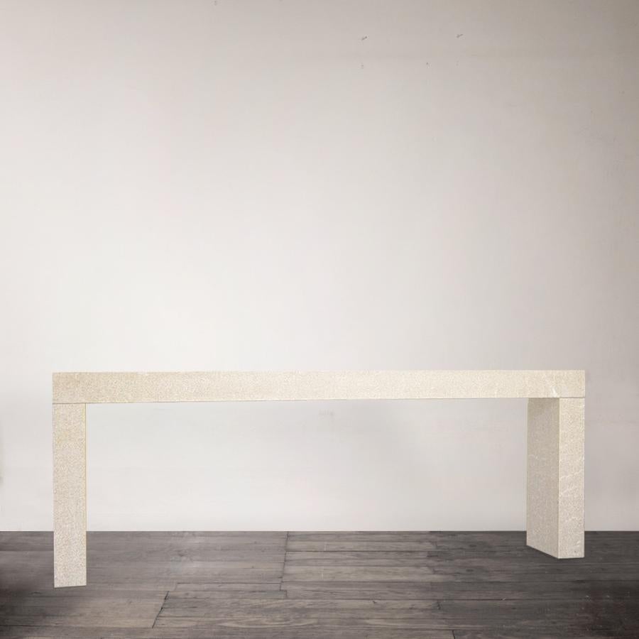 Lance Thompson Stone Console, Made to Order
Available any size, in various Stone & Marble, and Finishes
Standard finish: Flamée
H: 32 D: 18 W: 84 in.

Lead time 6 weeks.
