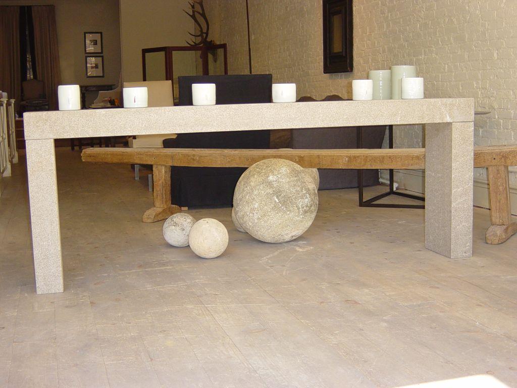 white stone console table