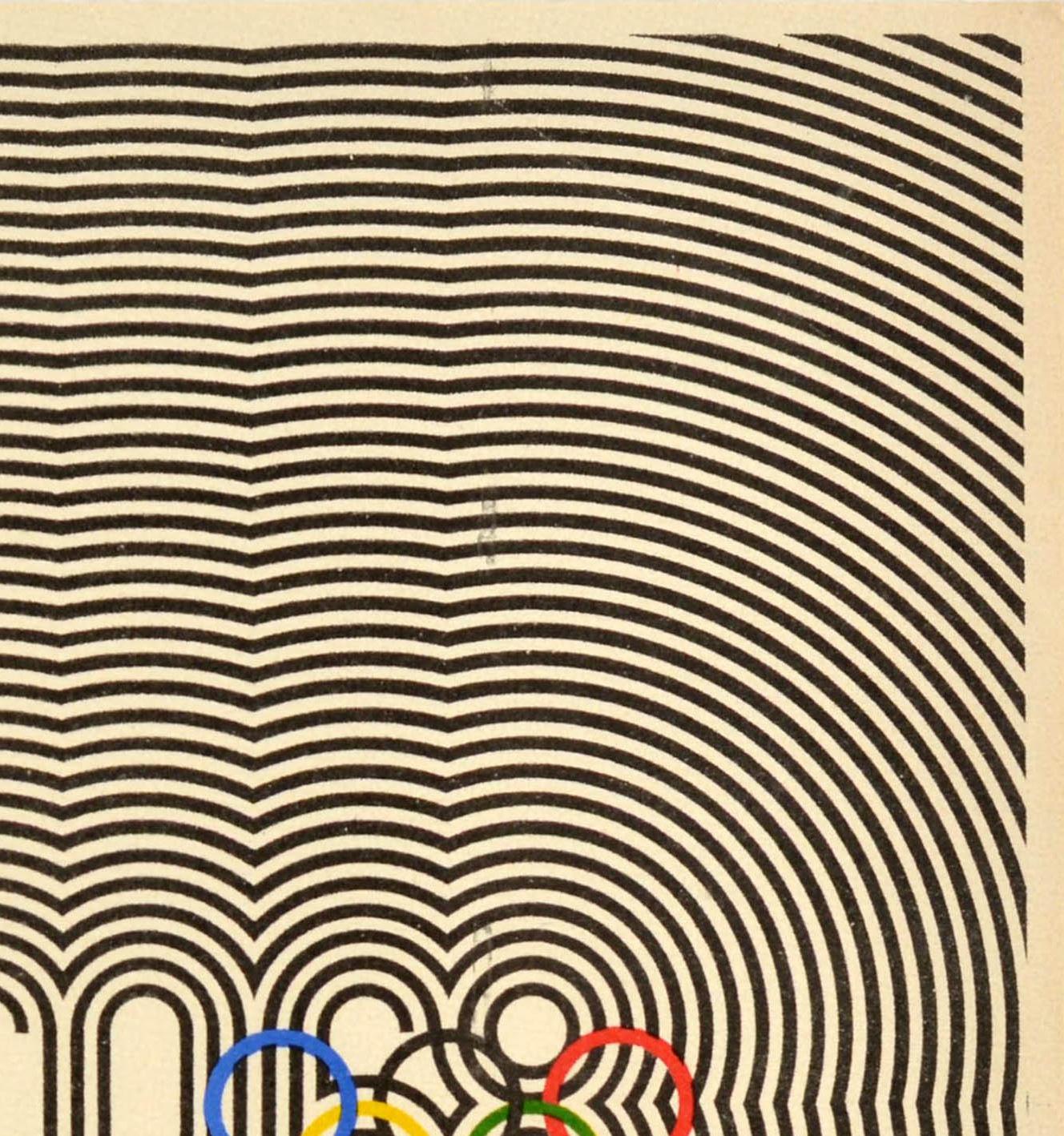 Original Vintage Sport Poster Mexico Olympic Games 1968 Logo Lance Wyman Design For Sale 2