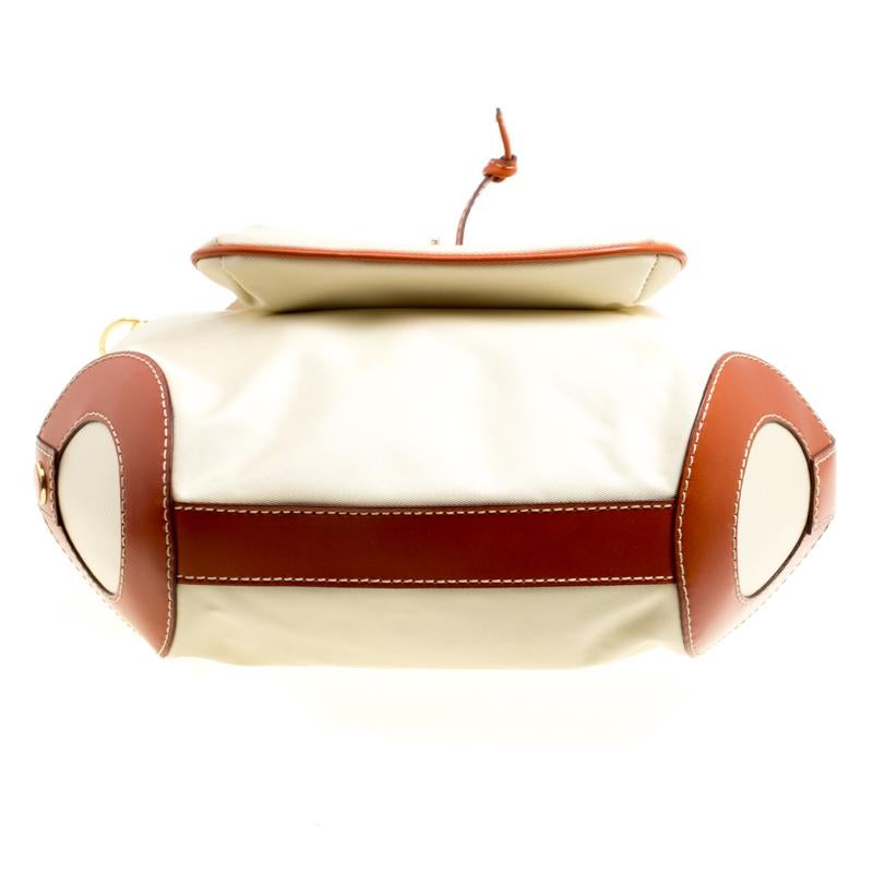 Lancel - Sac à poignée en nylon et cuir beige/marron 1