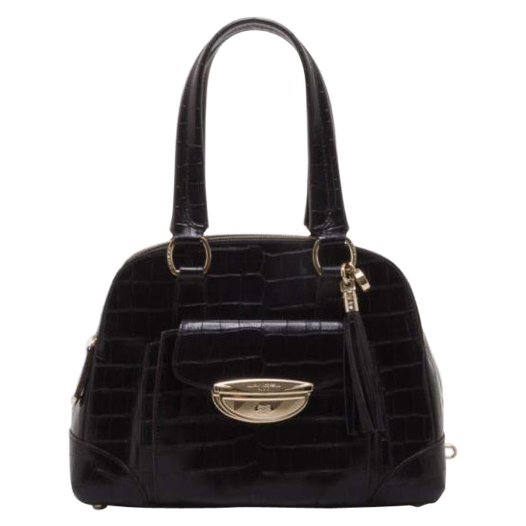 Lancel Black Embossed Large Adjani Satchel