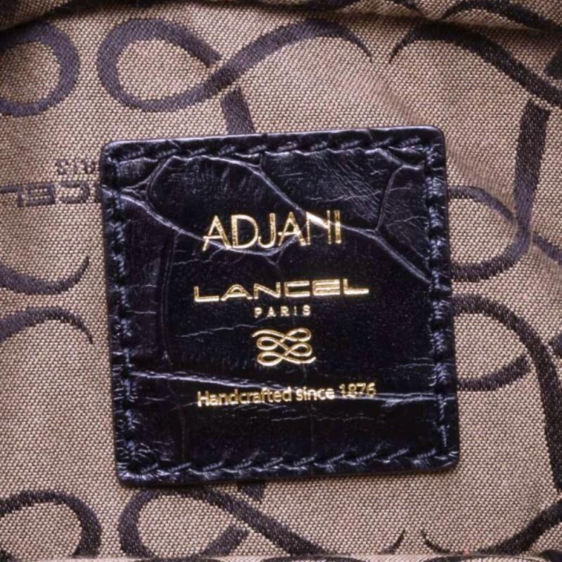 Lancel Black Leather Embossed Large Adjani Satchel 5