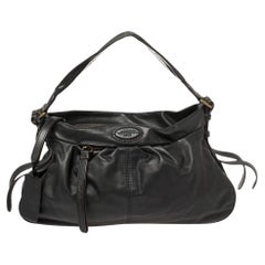 Lancel Black Leather Front Pocket Hobo