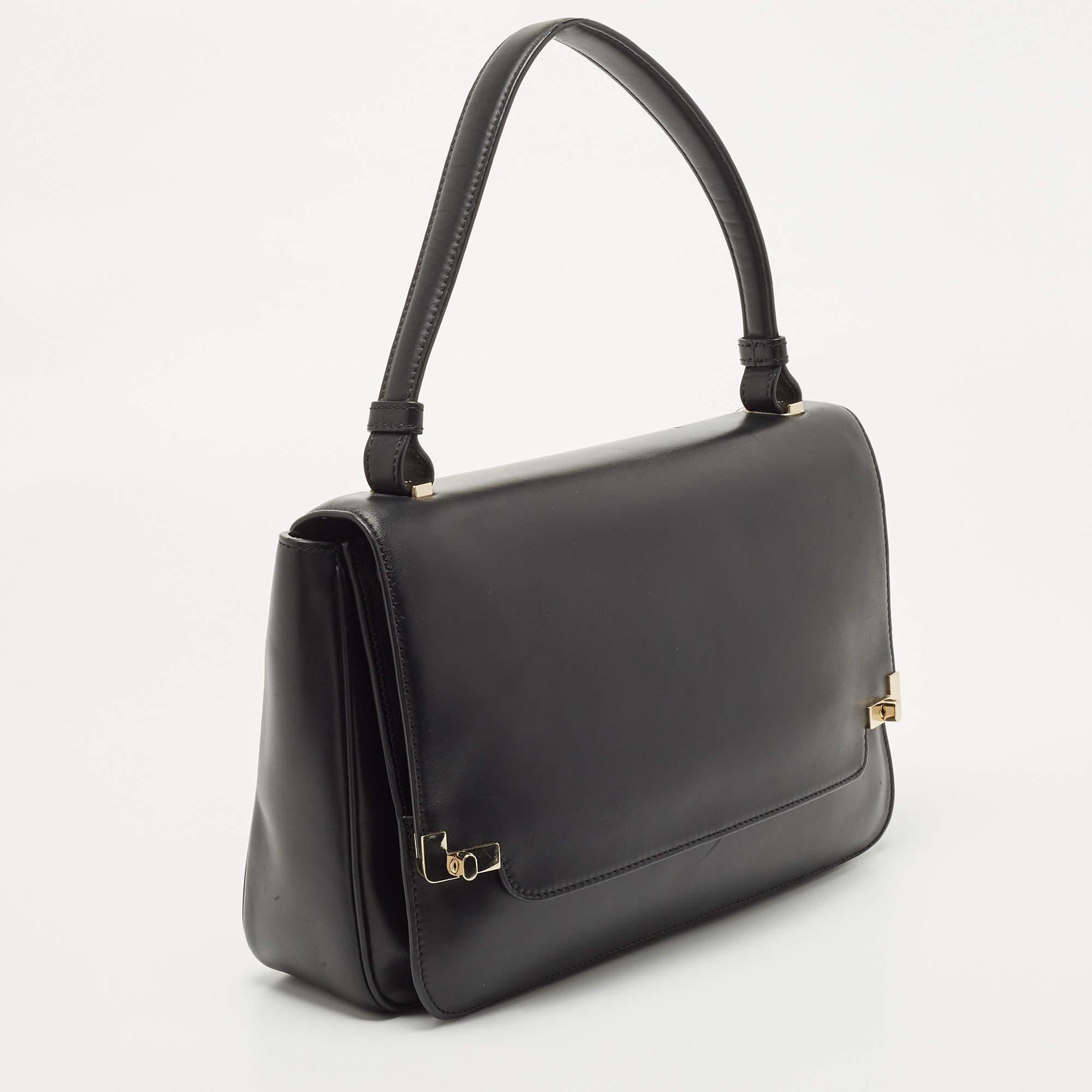 Women's Lancel Black Leather L De Lancel Top Handle Bag