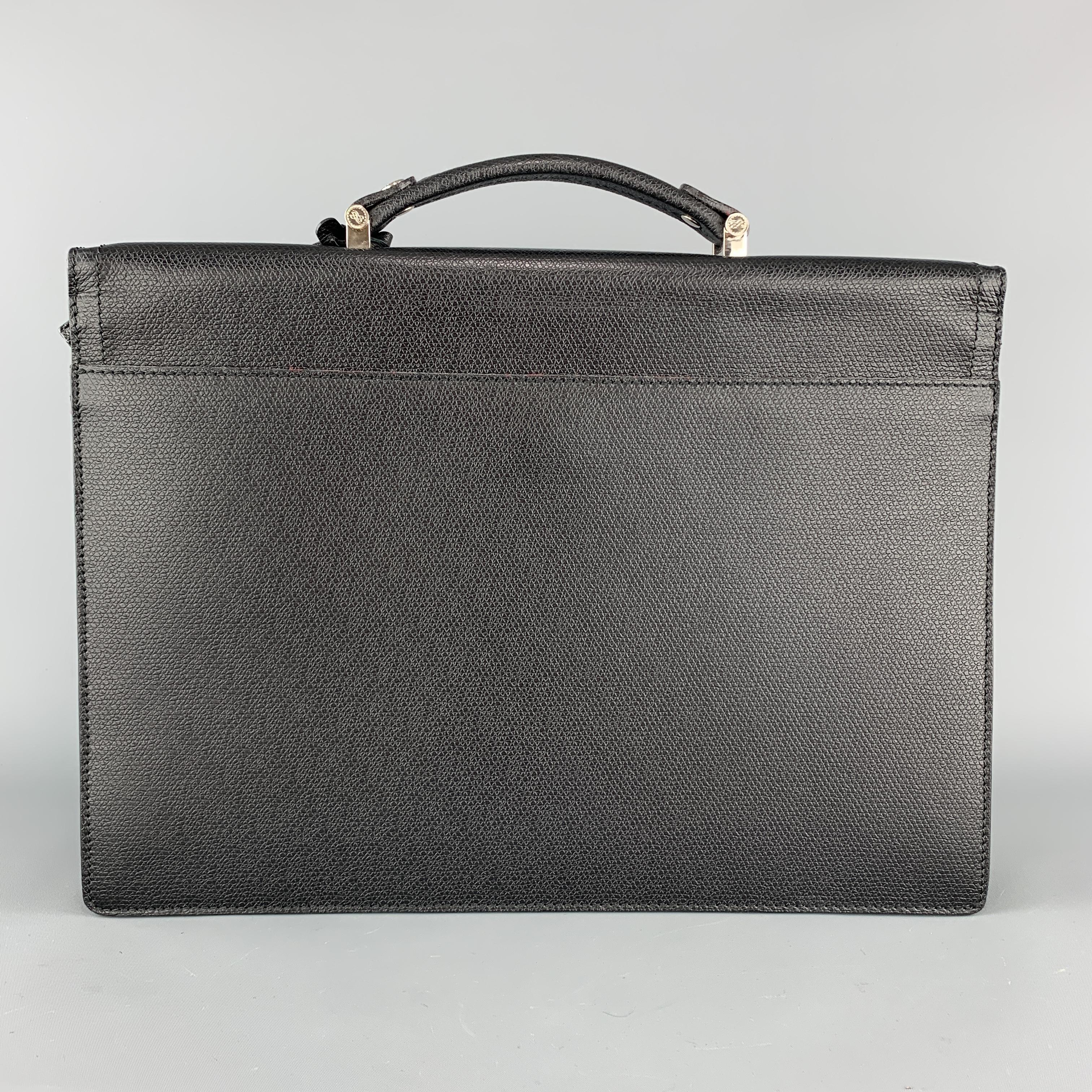 LANCEL Black Textured Leather Envelope Briefcase 1