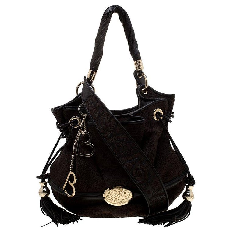 Lancel Brown Fabric and Leather Le Brigitte Bardot Hobo For Sale at 1stdibs