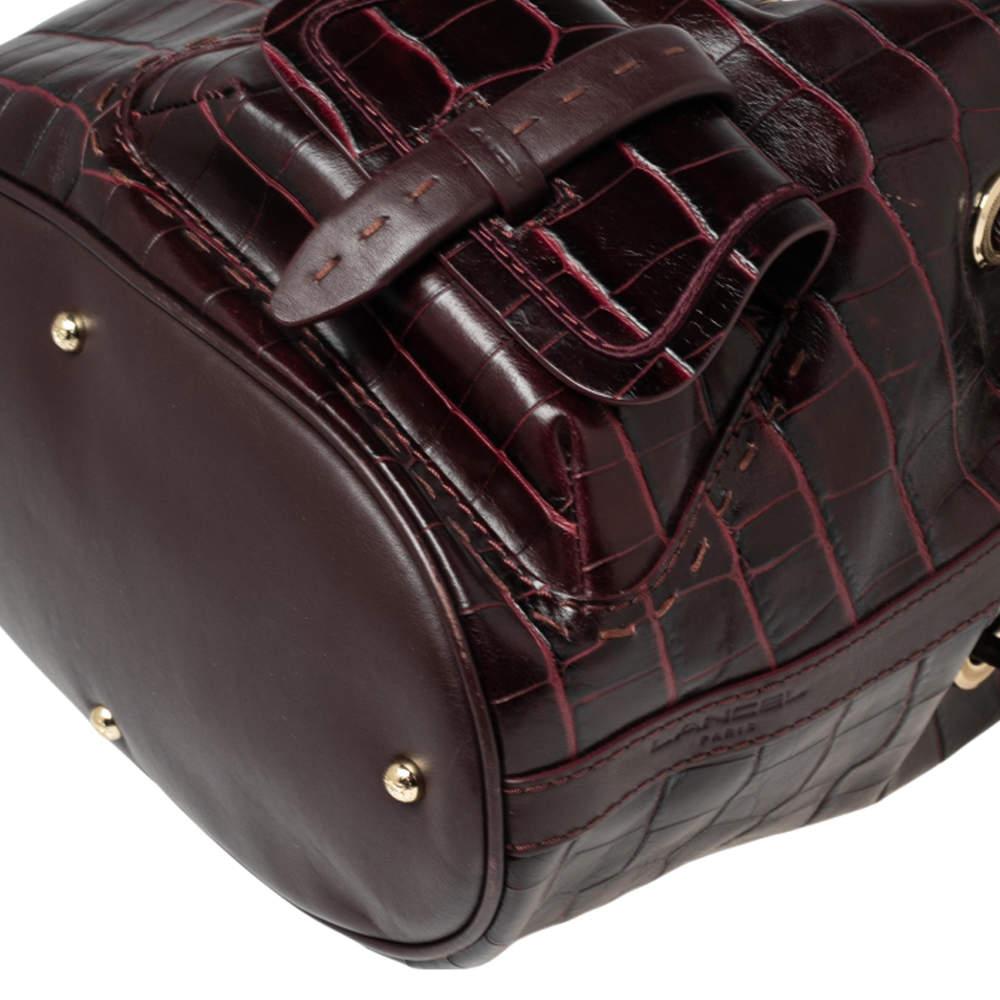 Lancel Burgundy Croc Embossed Leather Premier Flirt Bucket Bag For Sale 1