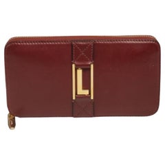 Lancel Cartera con cremallera y logotipo de piel burdeos