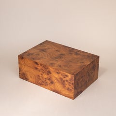 LANCEL Cigar Box & Humidor, Elm Burl Wood Cigar Box - Paris 1970s