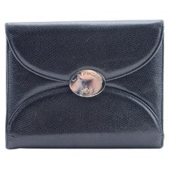 Lancel Pochette à rabat carrée compacte en cuir noir 10mr0213
