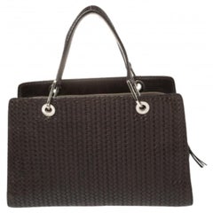 Lancel Dark Brown Braided Leather Front Pocket Tote