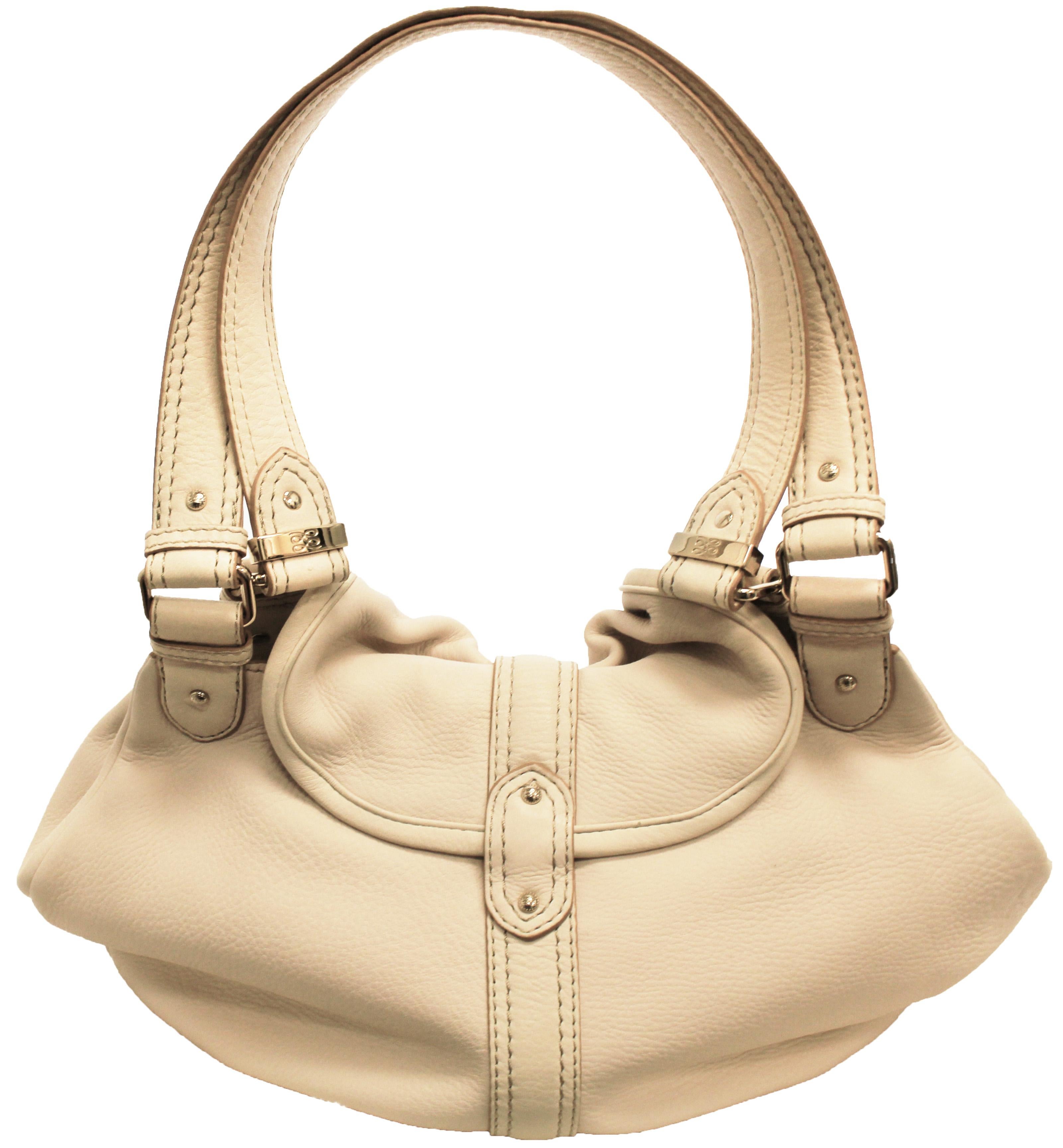 Beige Lancel - Cuir de galet ivoire - Deux bracelets  Sac à bandoulière en vente
