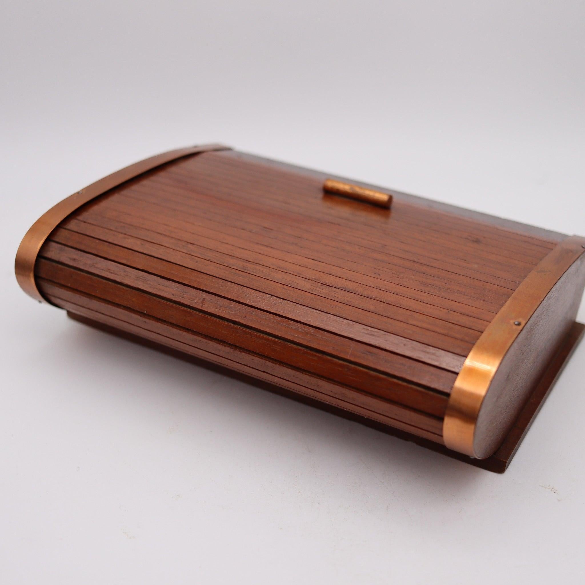 Art Déco Lancel Paris 1938 Art Deco Scatola meccanica a rullo da scrivania Mogano e rame in vendita