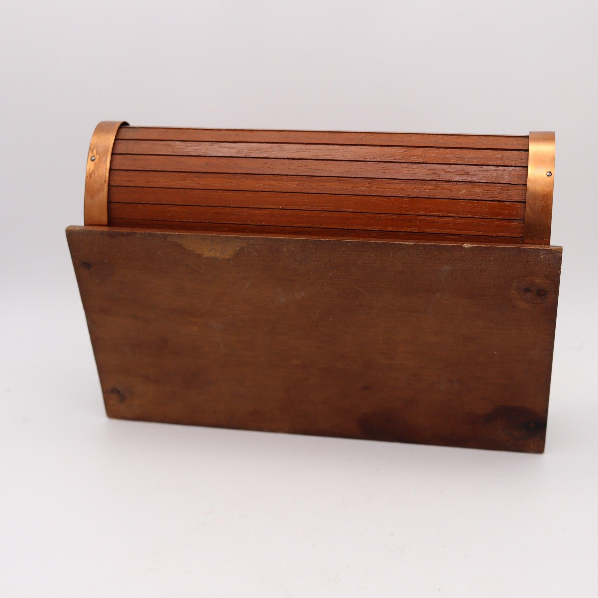 Lancel Paris 1938 Art Deco Scatola meccanica a rullo da scrivania Mogano e rame In condizioni ottime in vendita a Miami, FL