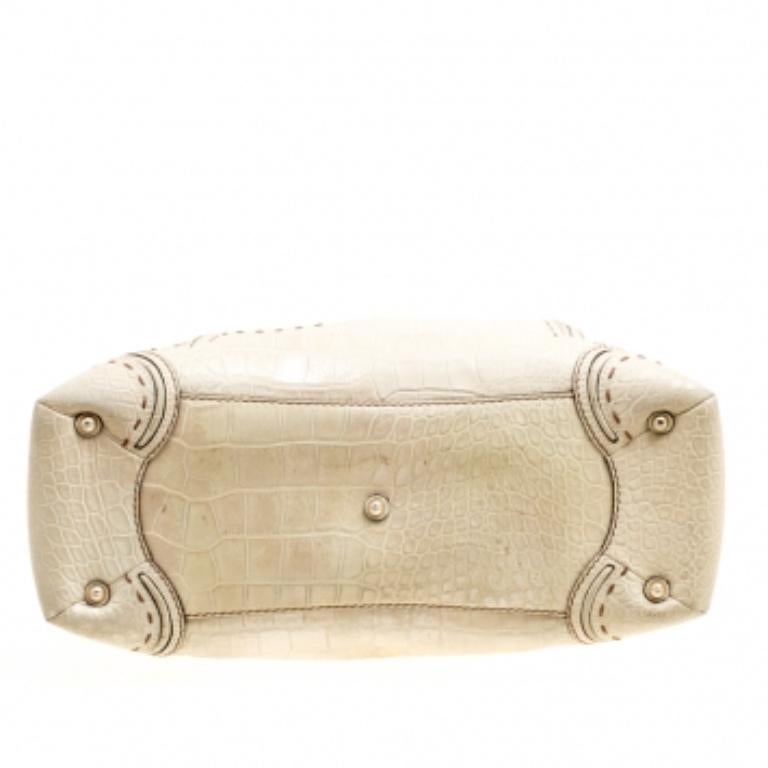Cartable à dôme Mademoiselle Adjani en cuir gaufré vert Light Lancel en vente 1
