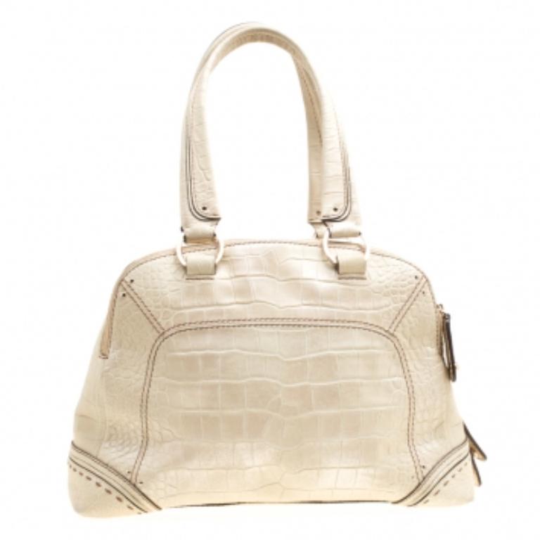 Cartable à dôme Mademoiselle Adjani en cuir gaufré vert Light Lancel en vente 2