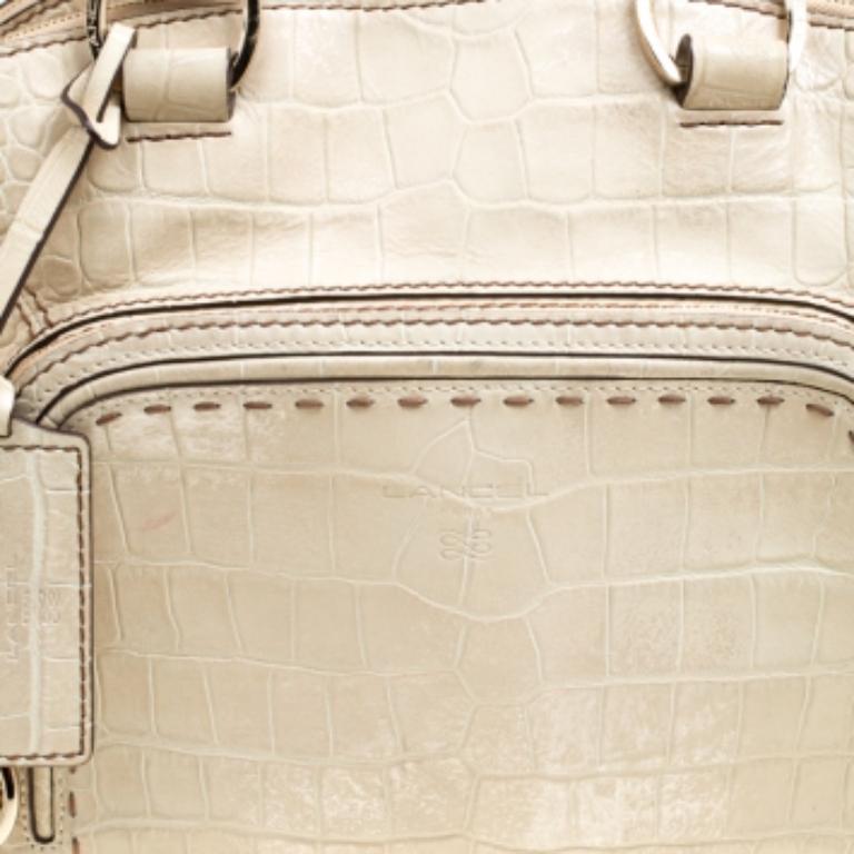 Cartable à dôme Mademoiselle Adjani en cuir gaufré vert Light Lancel en vente 4