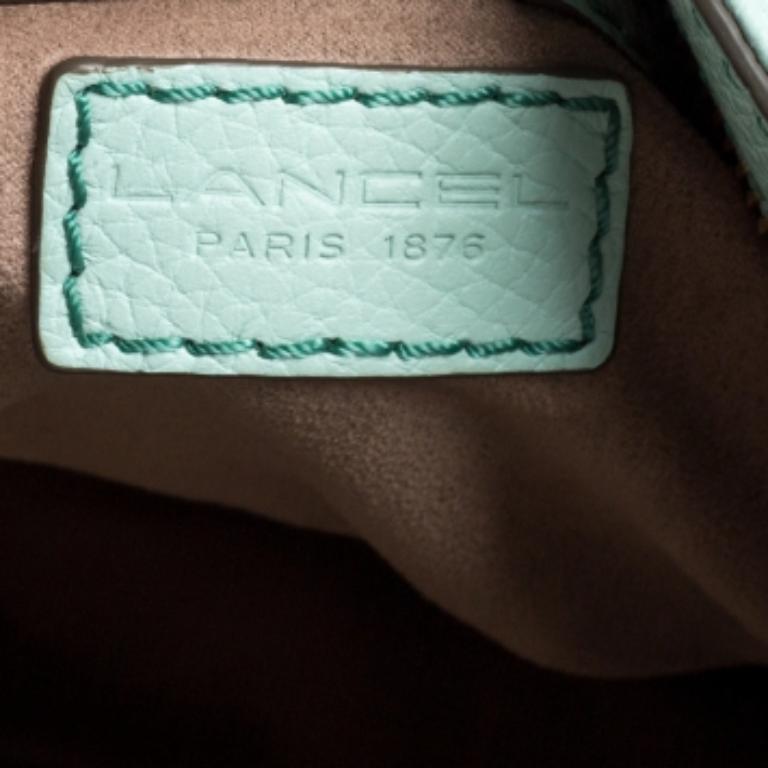Lancel Mint Green Grained Leather Flair Hobo For Sale 6