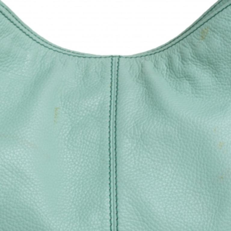 Lancel Mint Green Grained Leather Flair Hobo For Sale 1