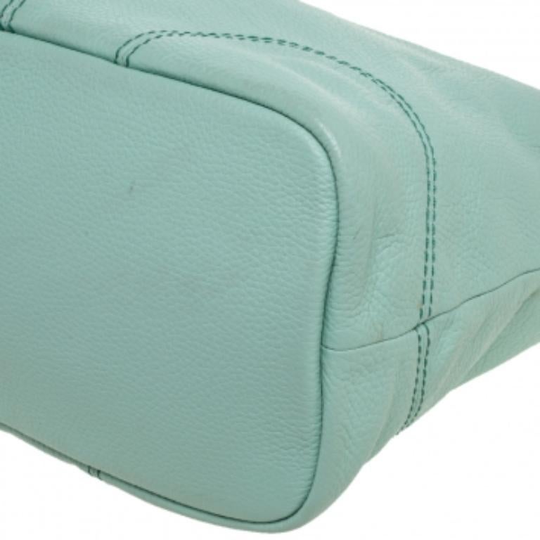 Lancel Mint Green Grained Leather Flair Hobo For Sale 4