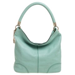 Lancel Mint Green Grained Leather Flair Hobo