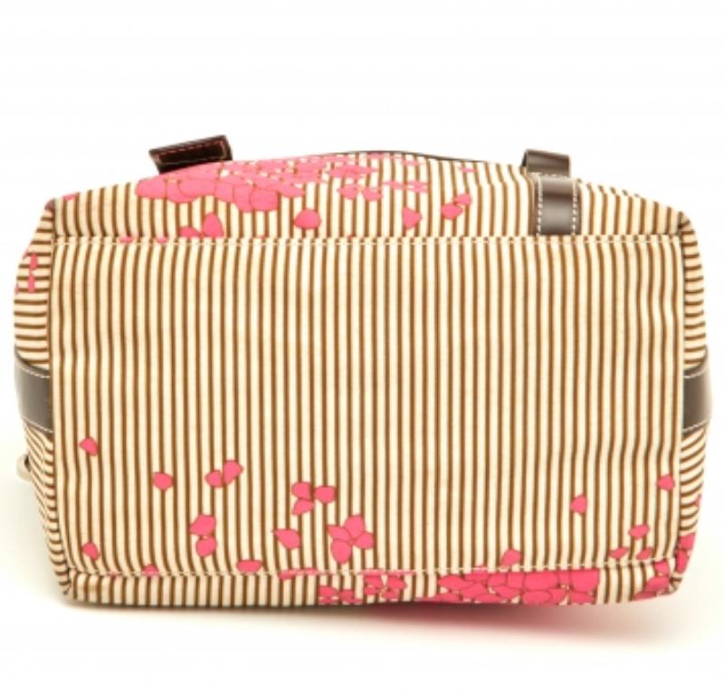 Lancel Cartera de tela floral multicolor y piel con cremallera 1