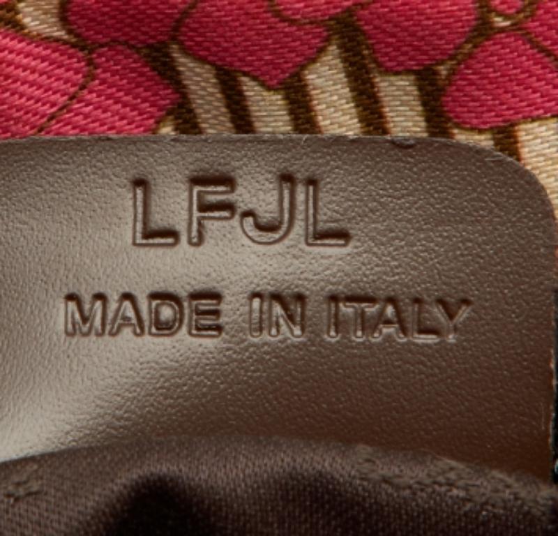 Lancel Cartera de tela floral multicolor y piel con cremallera 2